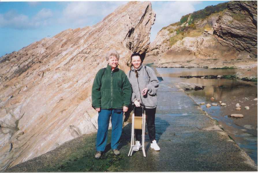 Me and Mum at Combe Martin.  A photograph to mark the distance. This was the furthest I had walked with my parents in nine years.
